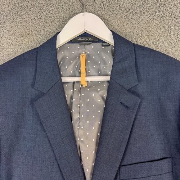 Indochino Blazer Mens 42R Blue 100% Wool Two Button Sport Coat Jacket - Picture 3 of 15